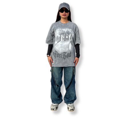 Camiseta Oversize, Acid Wash - FeelDemon