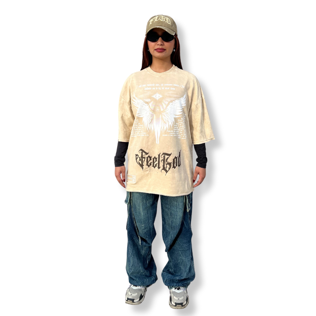 Camiseta Oversize, Acid Wash - FeelDemon