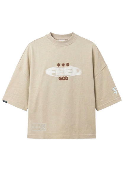 Camiseta beige boxyfit.